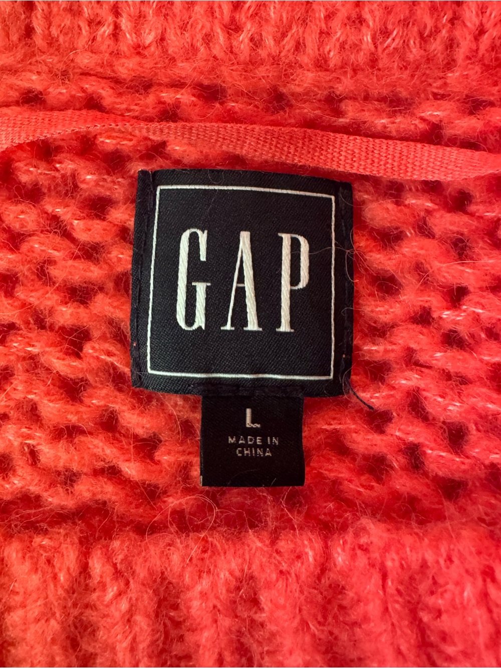 GAP Colorblock Crewneck Sweater in Coral, Hot Pink & Light Gray - Picture 5 of 6